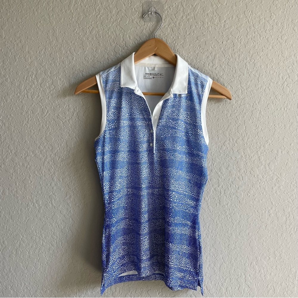 Nike Golf Collared Sleeveless Shirt Blue / White Size XS